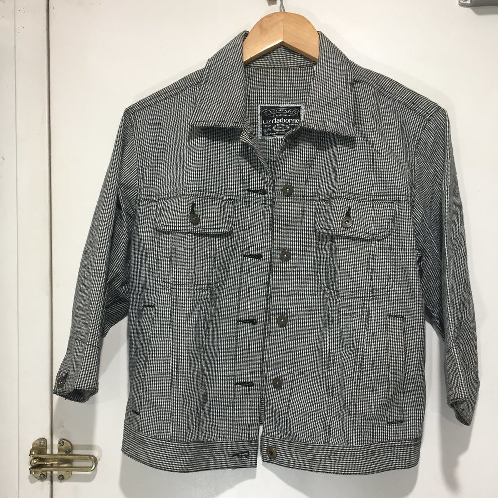 VINTAGE LIZ CLAIBORNE PLAID JACKET SIZE M